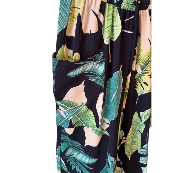 Fashion Nova XS jumpsuit blue & green leaf pattern polyester - Picture 4 of 7